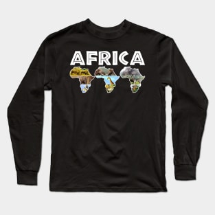 African Wildlife Continent Collage Trio Long Sleeve T-Shirt